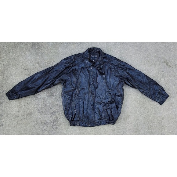 Vtg Italian Stone Design Patchwork Leather Moto Bomber Jacket